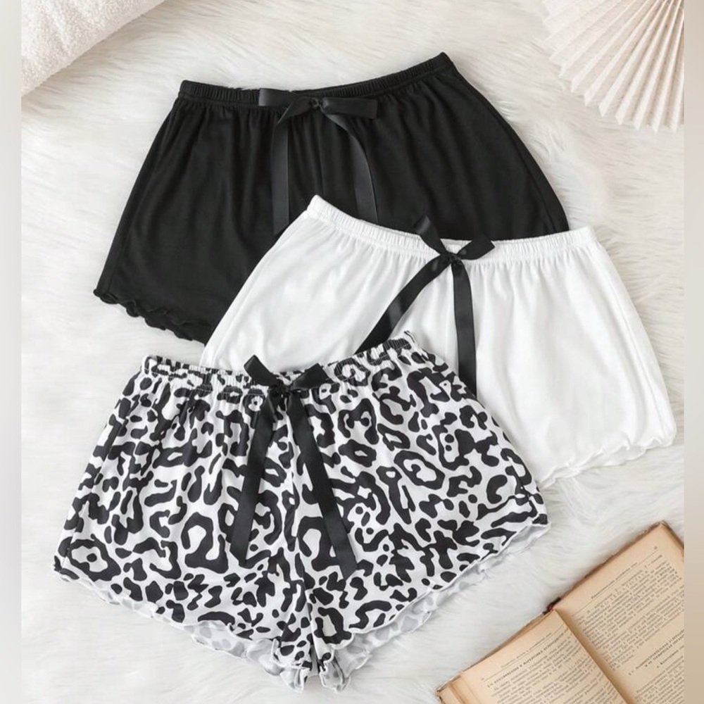 Black and White Pajama Shorts Set